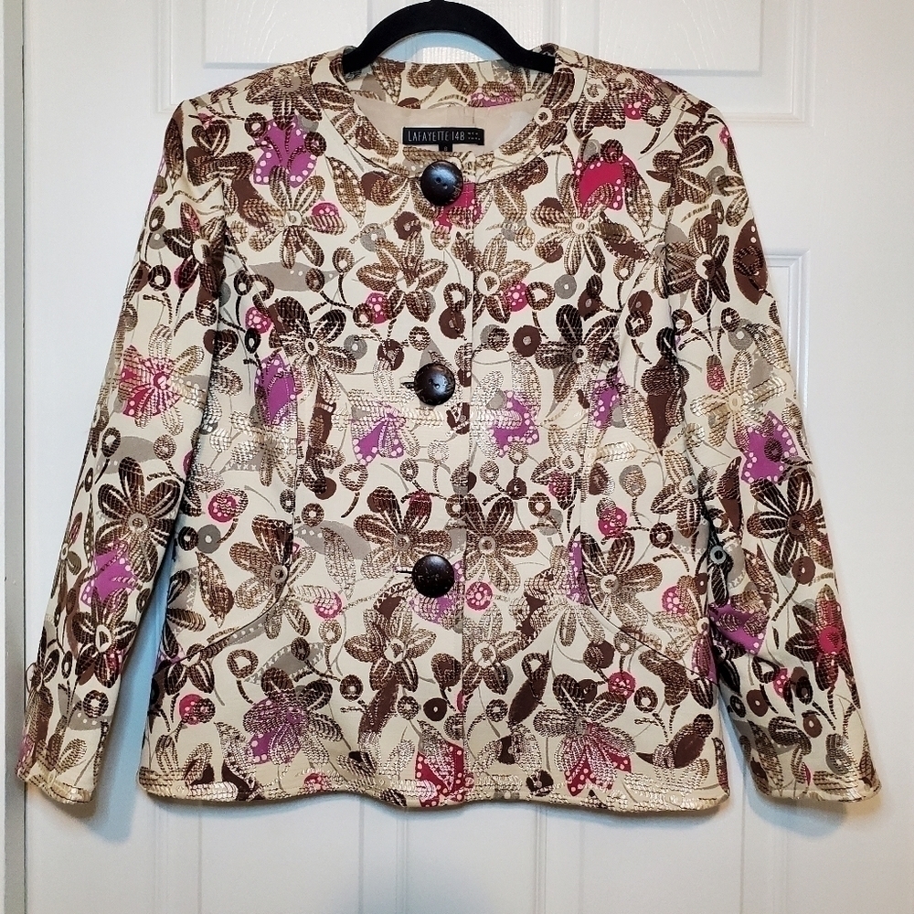 Lafayette 148 Women’s Sz 8 Floral brocade Blazer Jacket
